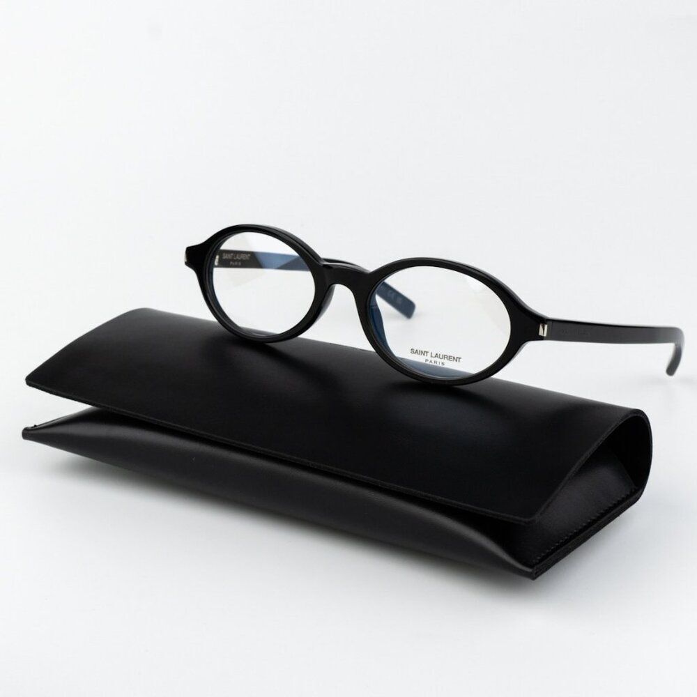 NEW Saint Laurent SL751 JEANNE OPT 001 Black Oval Women Eyeglasses - Picture 3 of 13